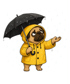 Rainy Day Yellow Raincoat Cute Pug Dog Lover Streetwear