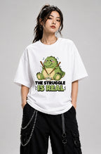 The Struggle Is Real - Cute Dinosaur Chopsticks Funny Food Graphic T-Shirt