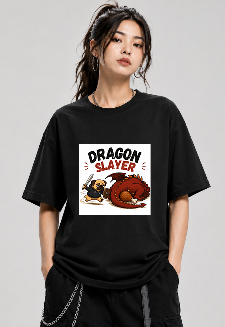 Dragon Slayer Pug Warrior Fantasy RPG Funny Dog Streetwear