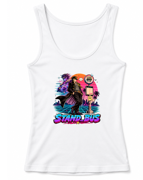 Stand Bus Stop Synthwave Retro Delinquent Anime Parody Art