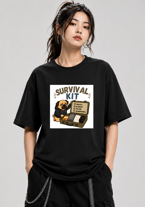 Survival Kit Introvert Lazy Pug Funny Dog Meme Streetwear