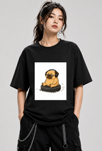 Lazy Pug Riding Vacuum Robot Headphone Funny Dog Meme