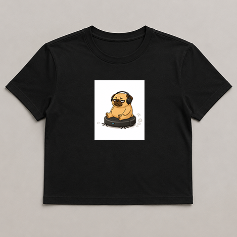 Lazy Pug Riding Vacuum Robot Headphone Funny Dog Meme