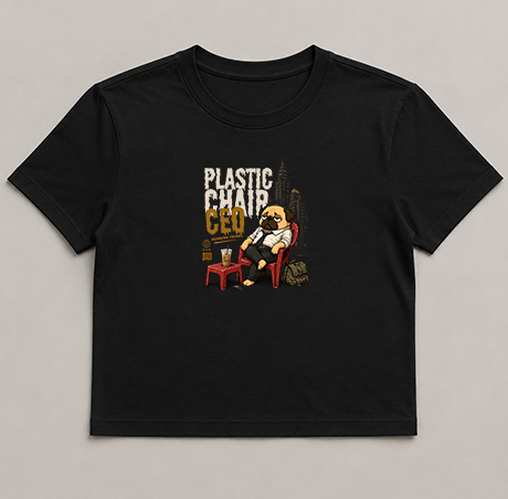 Plastic Chair CEO Lazy Pug Funny Office Burnout Streetwear