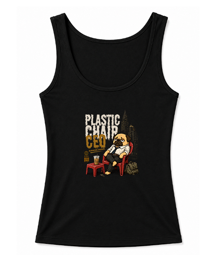Plastic Chair CEO Lazy Pug Funny Office Burnout Streetwear