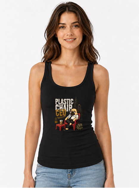 Plastic Chair CEO Lazy Pug Funny Office Burnout Streetwear
