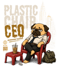 Plastic Chair CEO Lazy Pug Funny Office Burnout Streetwear