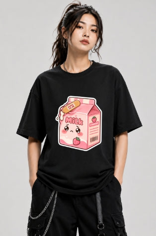 Ouph Fix Me - Cute Leaking Strawberry Milk Carton Kawaii Graphic T-Shirt
