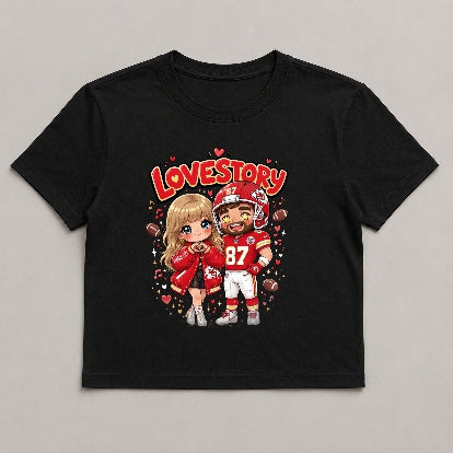 Love Story Cute Chibi Football Player Singer Couple Graphic
