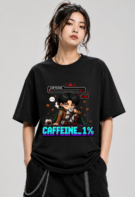 Caffeine 1% Low Battery Captain Pixel Art Anime Streetwear