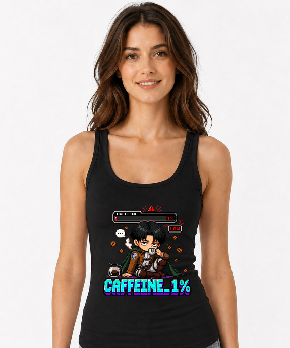 Caffeine 1% Low Battery Captain Pixel Art Anime Streetwear