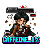 Caffeine 1% Low Battery Captain Pixel Art Anime Streetwear