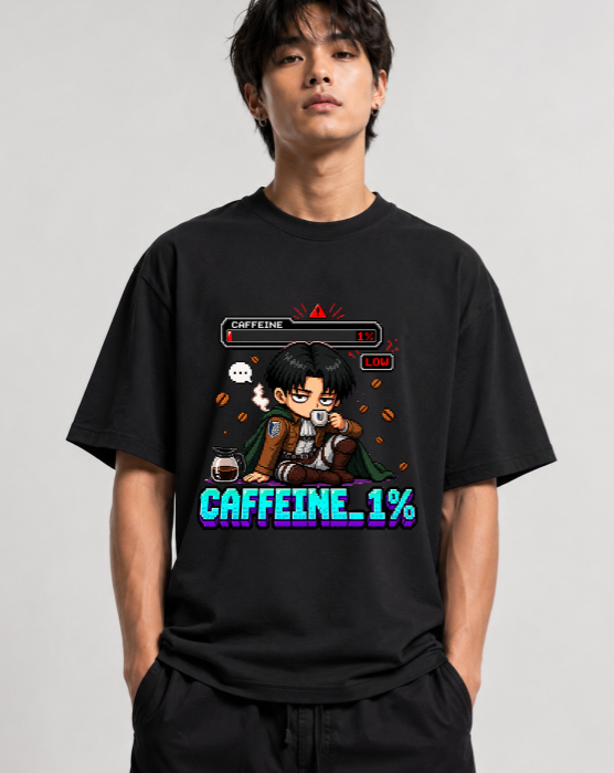 Caffeine 1% Low Battery Captain Pixel Art Anime Streetwear