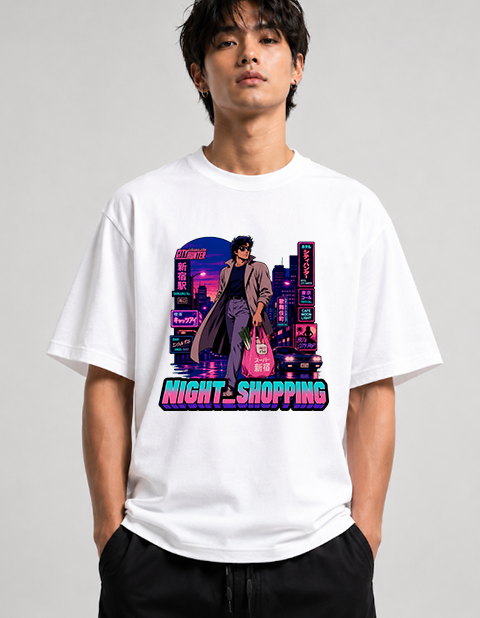 Night Shopping Ryo Saeba Retro 80s City Pop Synthwave Anime Art