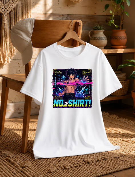 No Shirt Ice Mage Stripping Mode Glitch VHS Anime Streetwear