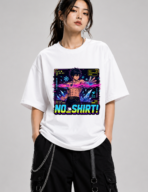 No Shirt Ice Mage Stripping Mode Glitch VHS Anime Streetwear