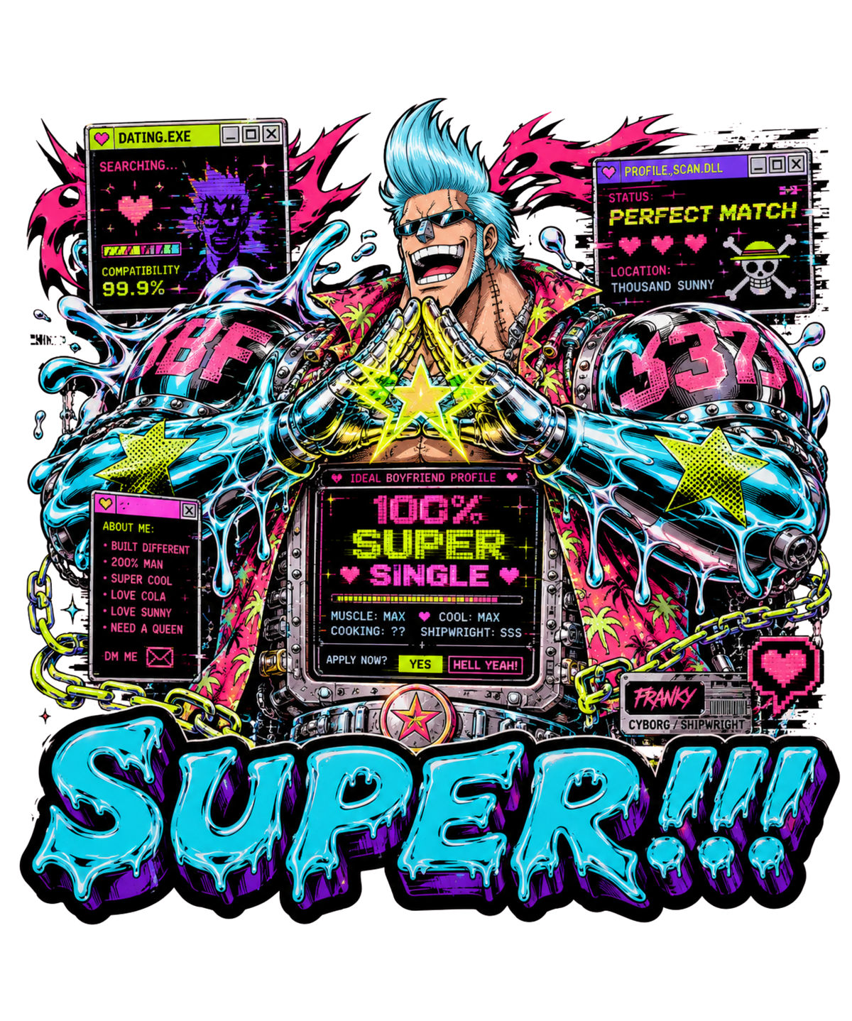 Super Cyborg Franky Retro Dating Profile Vaporwave Anime