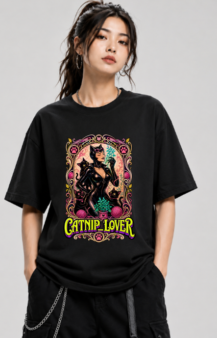 Catnip Lover Vintage Art Nouveau Catwoman Cats