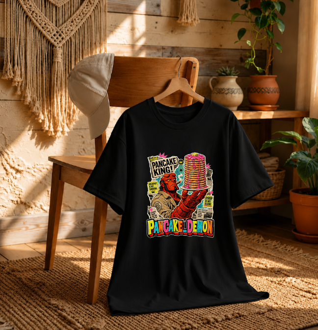 Hellboy Pancake King Demon Breakfast Retro Comic