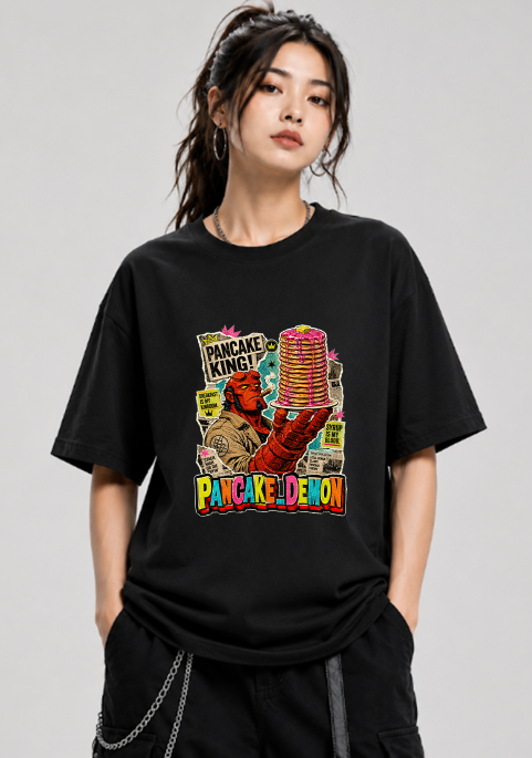 Hellboy Pancake King Demon Breakfast Retro Comic