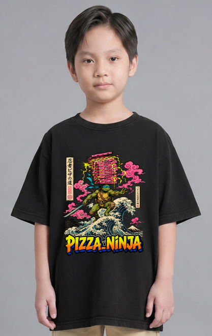 Pizza Ninja Leonardo Surfing Great Wave Japanese Ukiyo-e