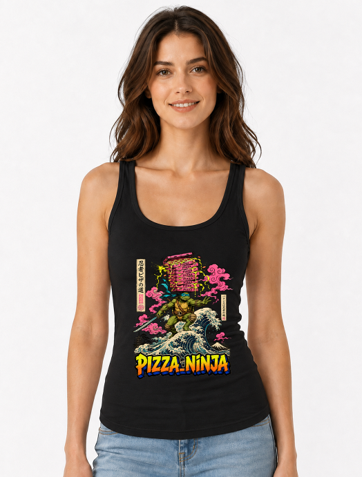 Pizza Ninja Leonardo Surfing Great Wave Japanese Ukiyo-e
