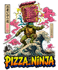Pizza Ninja Leonardo Surfing Great Wave Japanese Ukiyo-e
