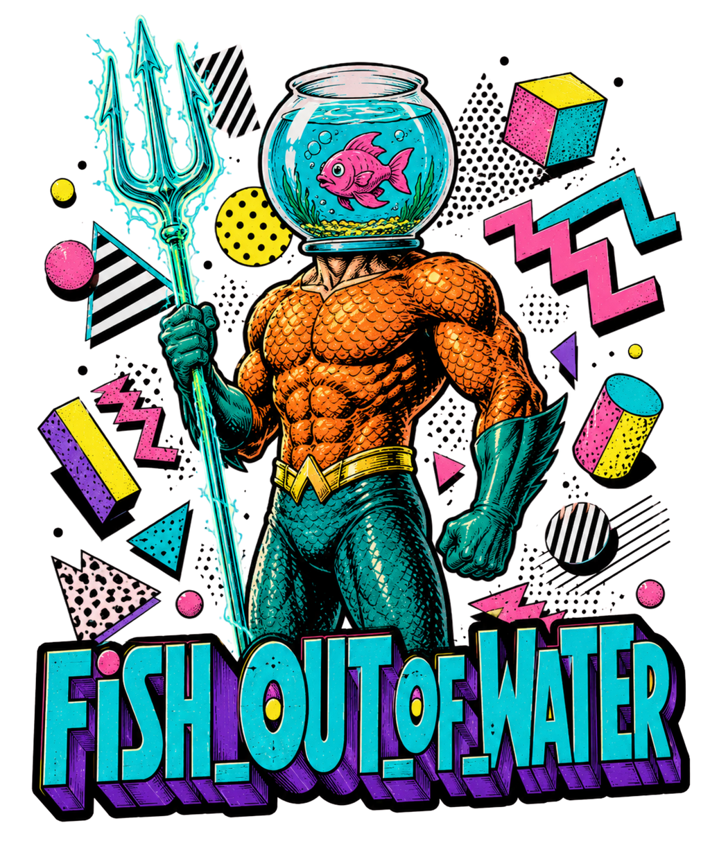 Fish Out Of Water Aquaman Fishbowl Retro 90s Memphis Comic
