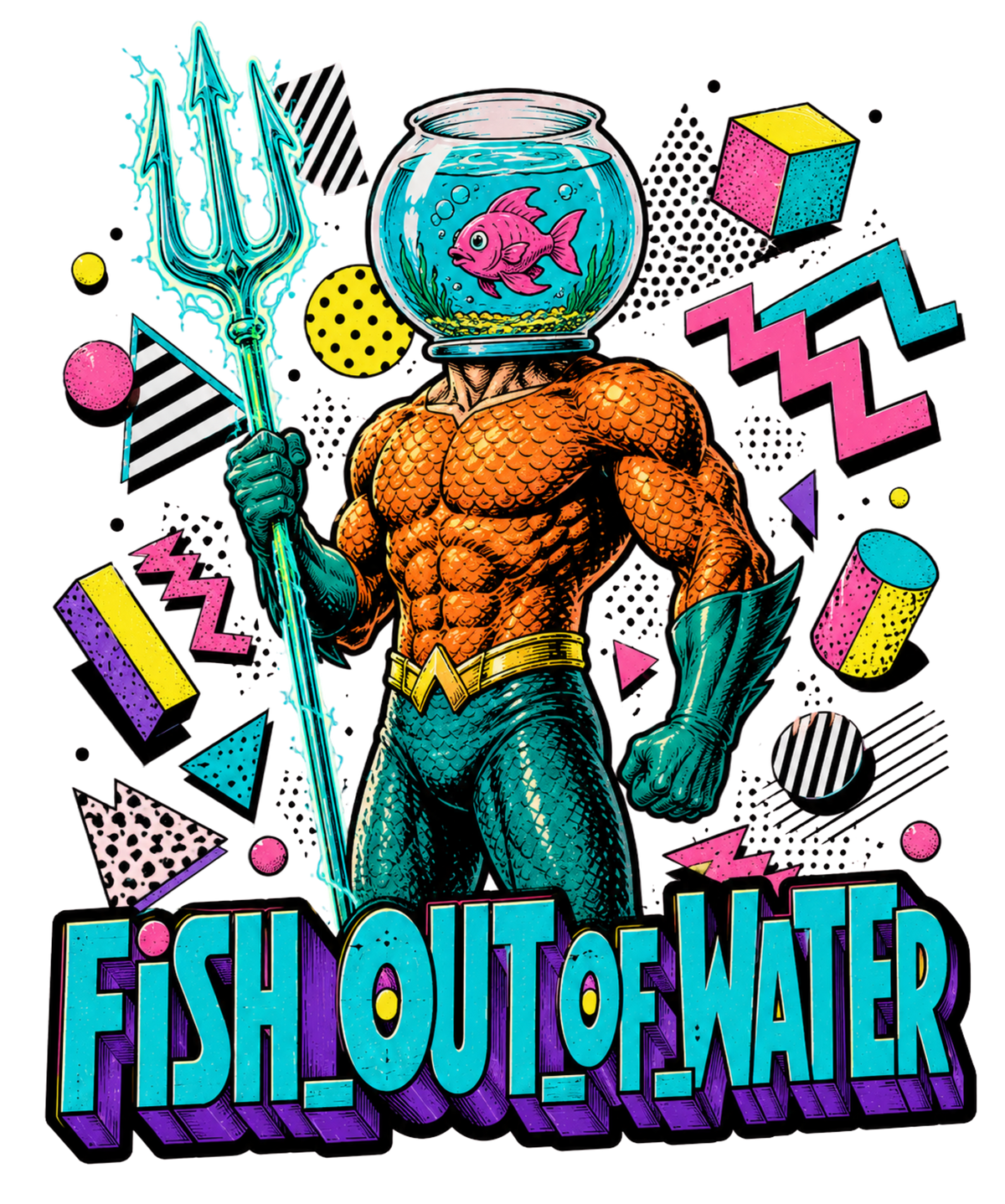 Fish Out Of Water Aquaman Fishbowl Retro 90s Memphis Comic