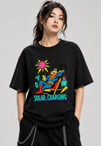 Solar Charging Superman Sunbathing Retro Mid-Century Comic