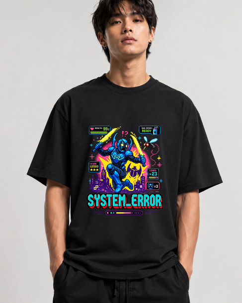 System Error Blue Beetle Mosquito 8-Bit Pixel Art Retro Gaming