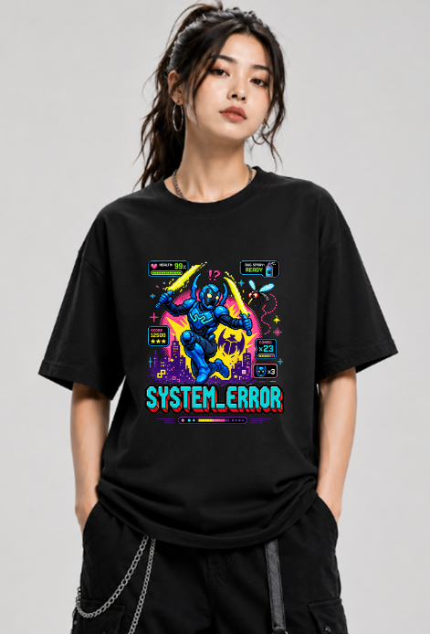 System Error Blue Beetle Mosquito 8-Bit Pixel Art Retro Gaming