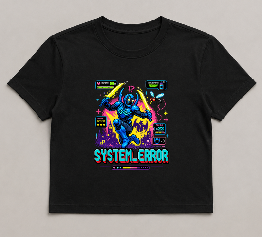 System Error Blue Beetle Mosquito 8-Bit Pixel Art Retro Gaming