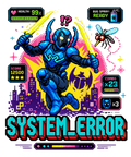 System Error Blue Beetle Mosquito 8-Bit Pixel Art Retro Gaming