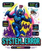 System Error Blue Beetle Mosquito 8-Bit Pixel Art Retro Gaming