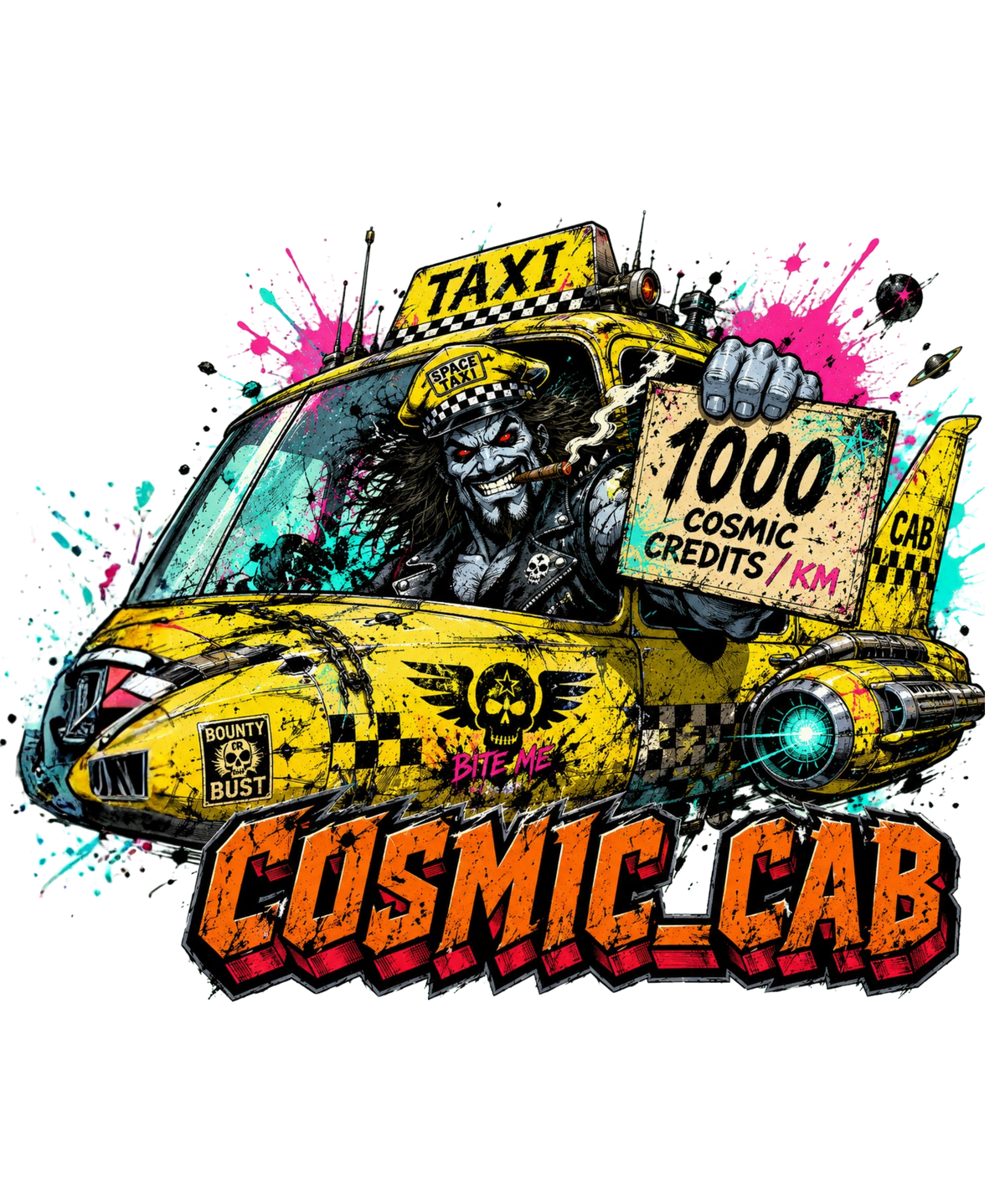 Cosmic Cab Lobo Space Taxi Driver Bounty Hunter Retro Comic