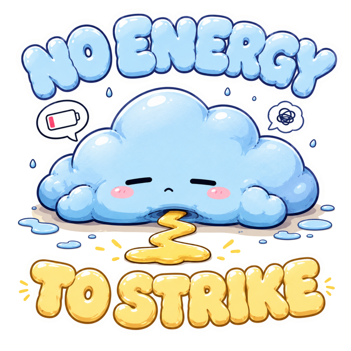 No Energy To Strike - Cute Exhausted Rain Cloud Tired Graphic T-Shirt