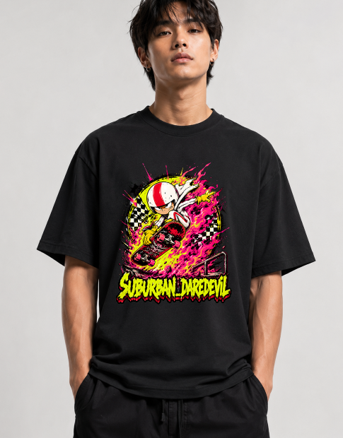 Suburban Daredevil Kick Skater Vintage Stunt Cartoon