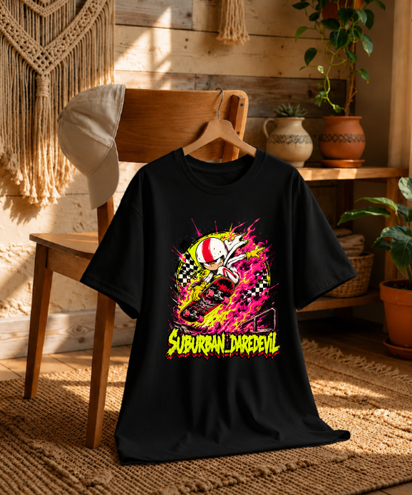Suburban Daredevil Kick Skater Vintage Stunt Cartoon