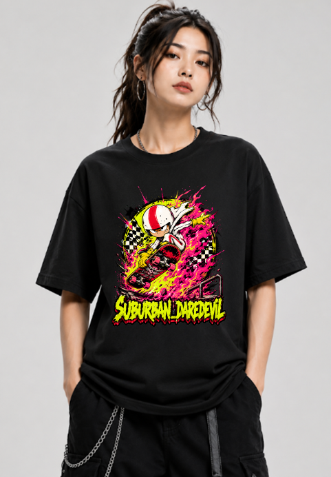 Suburban Daredevil Kick Skater Vintage Stunt Cartoon