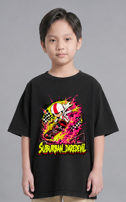 Suburban Daredevil Kick Skater Vintage Stunt Cartoon