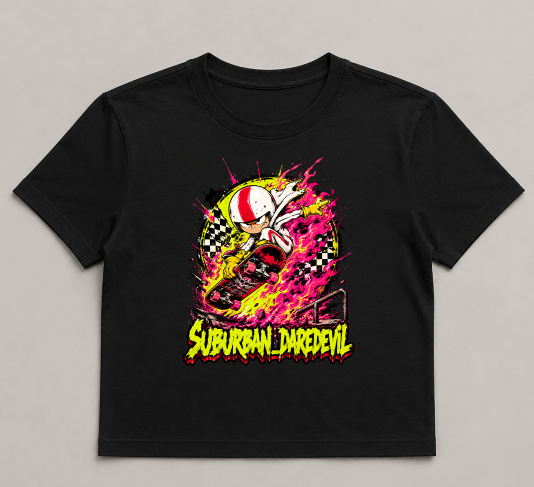 Suburban Daredevil Kick Skater Vintage Stunt Cartoon