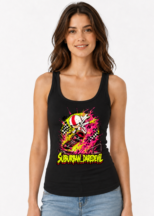 Suburban Daredevil Kick Skater Vintage Stunt Cartoon