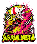Suburban Daredevil Kick Skater Vintage Stunt Cartoon