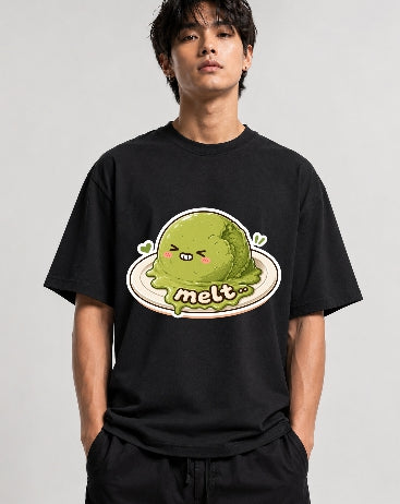Melt - Cute Melting Matcha Ice Cream Summer Humor Graphic T-Shirt