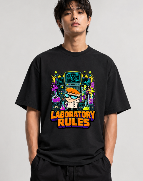 Laboratory Rules Dexter Boy Genius Science Retro Cartoon