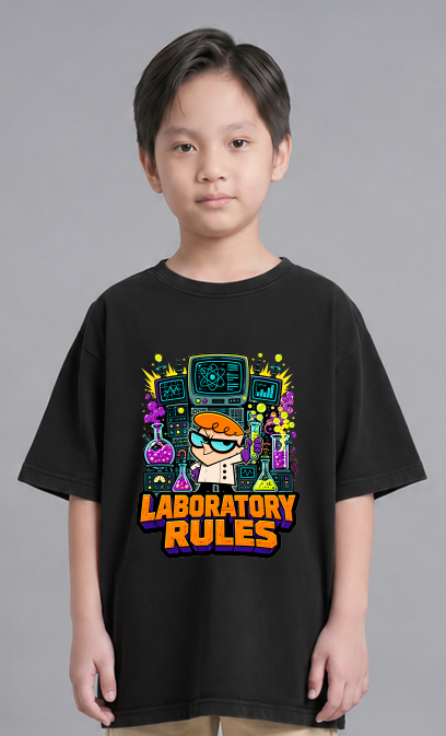 Laboratory Rules Dexter Boy Genius Science Retro Cartoon