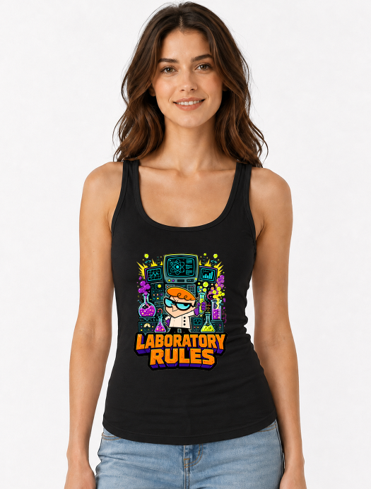 Laboratory Rules Dexter Boy Genius Science Retro Cartoon
