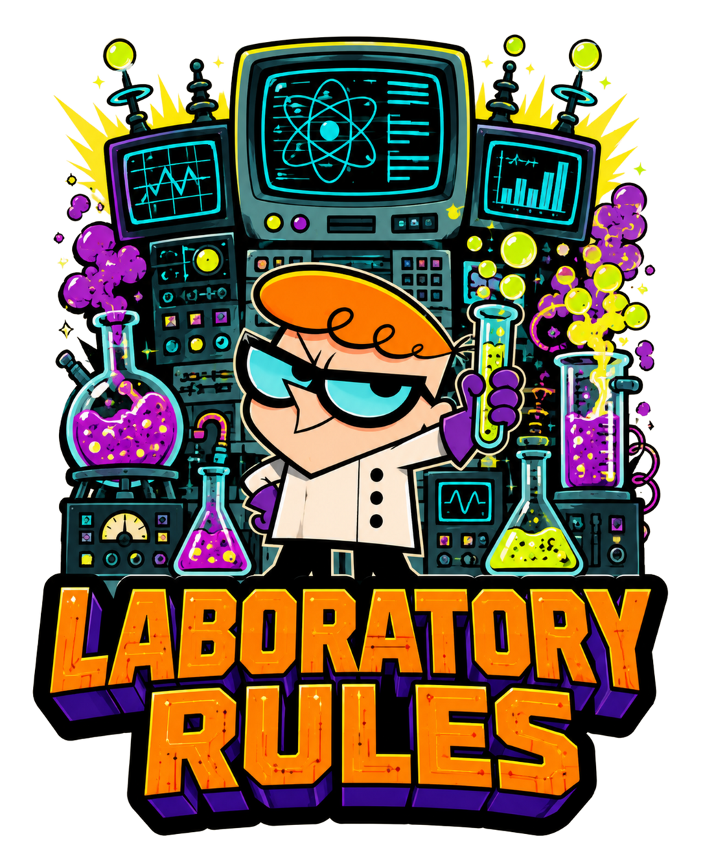 Laboratory Rules Dexter Boy Genius Science Retro Cartoon
