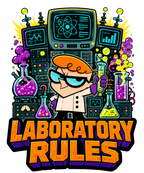 Laboratory Rules Dexter Boy Genius Science Retro Cartoon